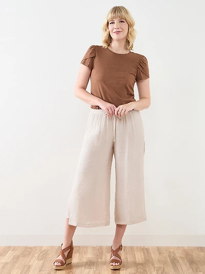 Gauze Double-Layer Crop Pant