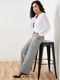 Hannah Wide Leg Trouser in Black/White Print
