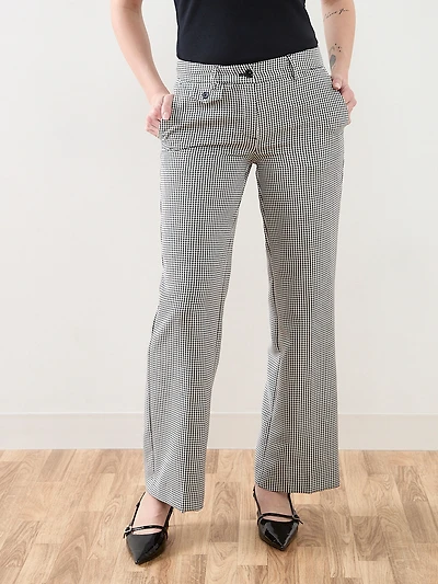 Hannah Wide Leg Trouser in Black/White Print