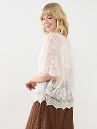 Lacy Caftan with Elbow-Length Sleeves