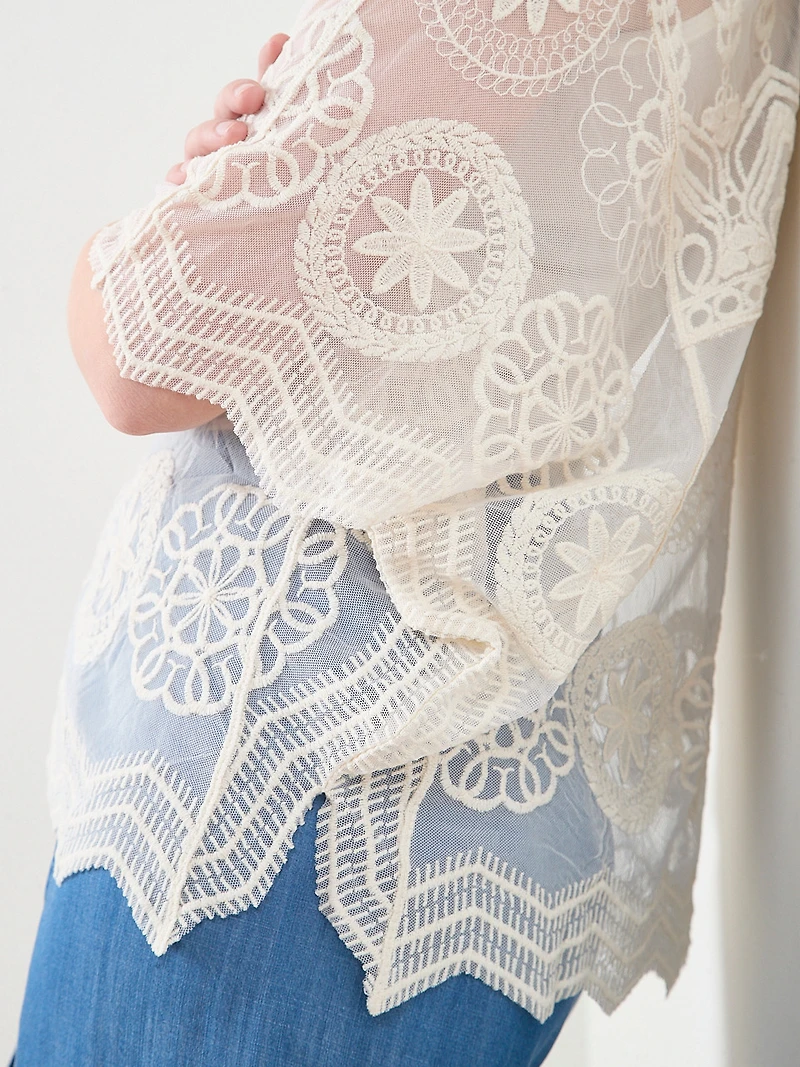 Lacy Caftan with Elbow-Length Sleeves
