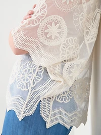 Lacy Caftan with Elbow-Length Sleeves