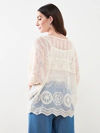 Lacy Caftan with Elbow-Length Sleeves