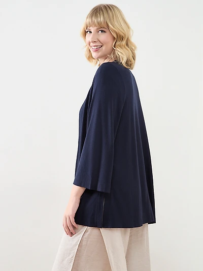 Long Sleeve Edge-To-Edge Textured Cardigan