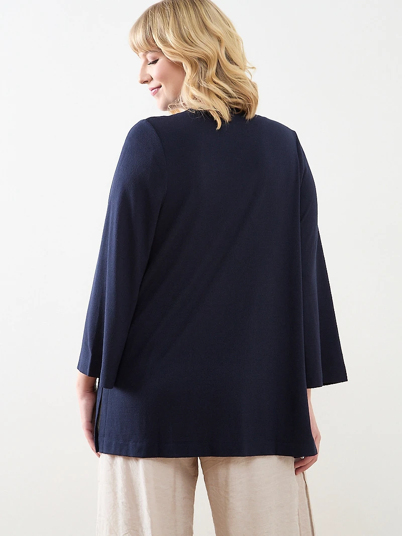 Long Sleeve Edge-To-Edge Textured Cardigan