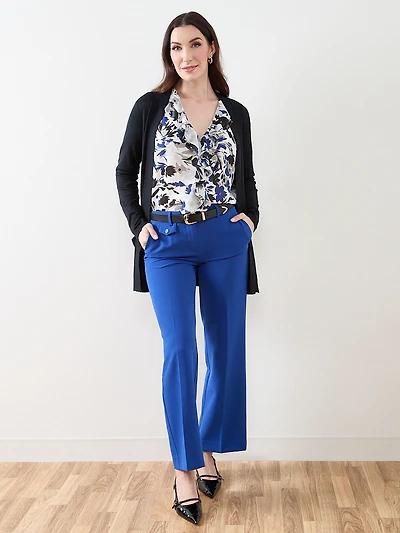 Long Sleeve Ruffle-Front Blouse