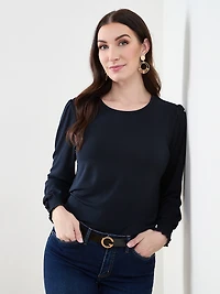 Long Sleeve Smocked Cuff Top