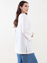 Long Sleeved Edge-To-Edge Textured Cardigan