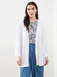 Long Sleeved Edge-To-Edge Textured Cardigan