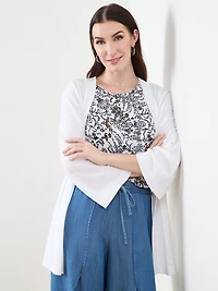 Long Sleeved Edge-To-Edge Textured Cardigan