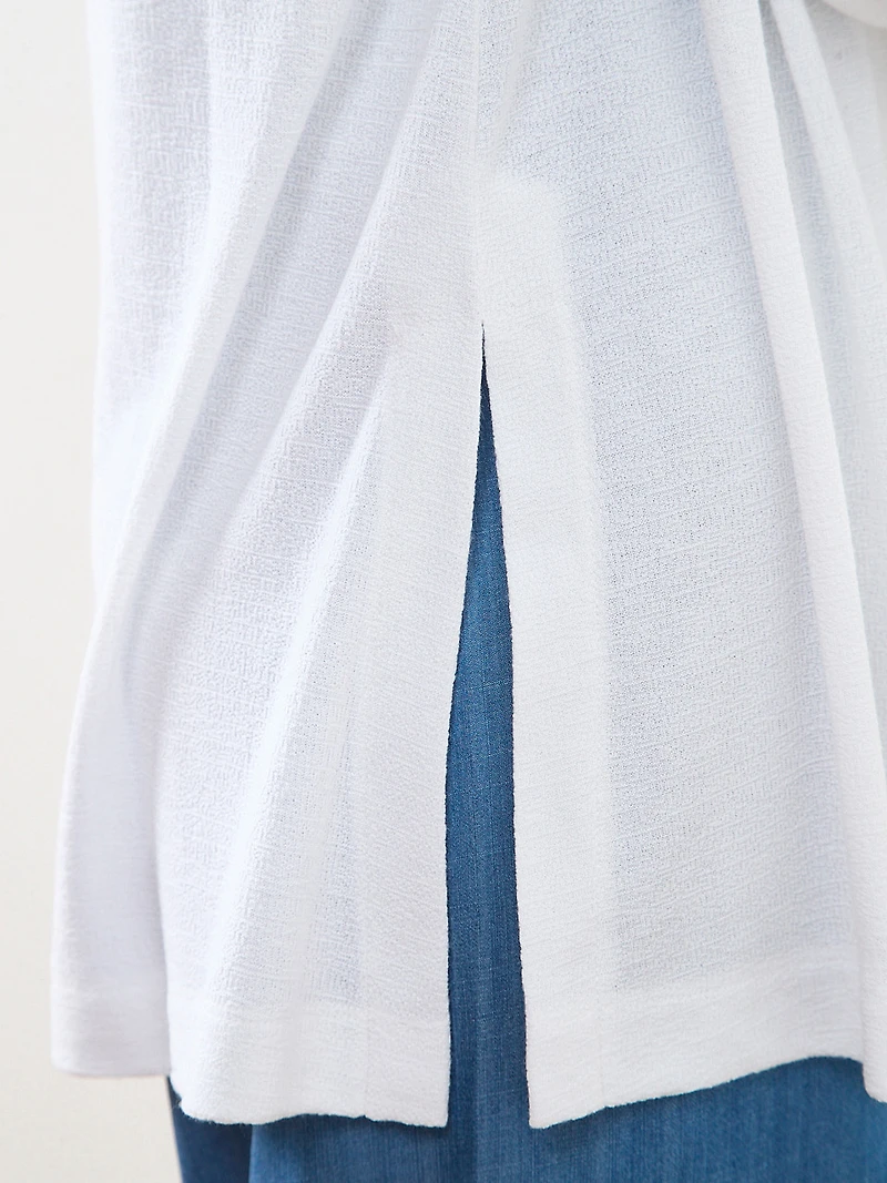 Long Sleeved Edge-To-Edge Textured Cardigan