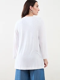 Long Sleeved Edge-To-Edge Textured Cardigan