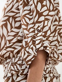 Petite 3/4 Sleeve Smocked Hem Blouse