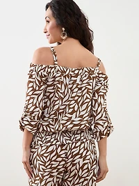 Petite 3/4 Sleeve Smocked Hem Blouse