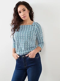 Petite 3/4 Sleeve Square Neck Tee