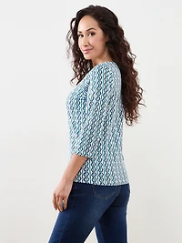 Petite 3/4 Sleeve Square Neck Tee