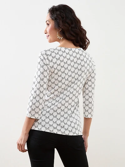 Petite 3/4 Sleeve Square-Neck Tee