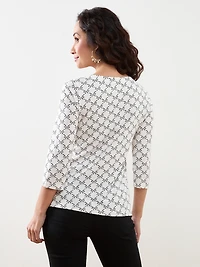 Petite 3/4 Sleeve Square-Neck Tee