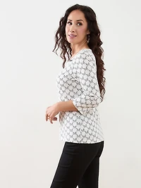 Petite 3/4 Sleeve Square-Neck Tee