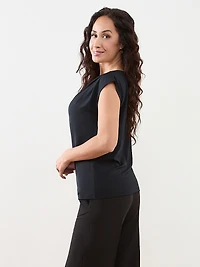 Petite Cap Sleeve Cowl Neck Top