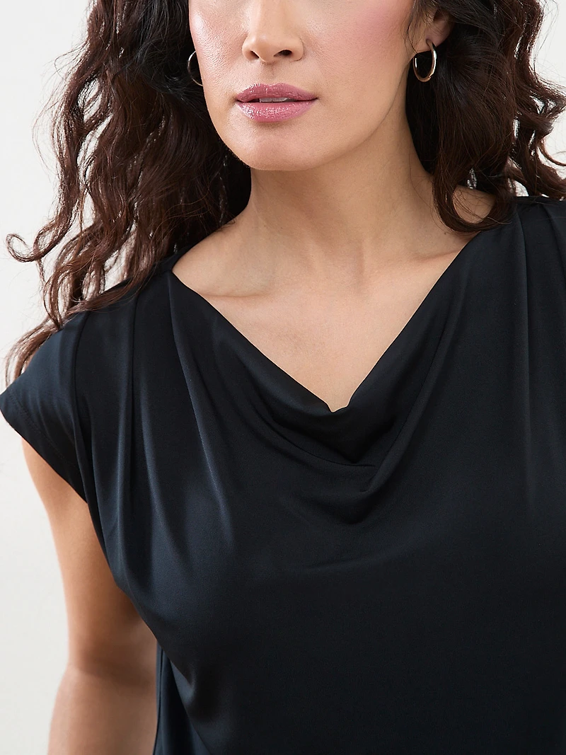 Petite Cap Sleeve Cowl Neck Top