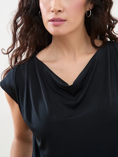 Petite Cap Sleeve Cowl Neck Top