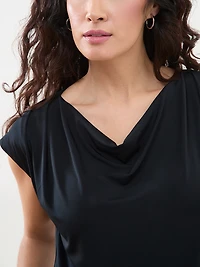 Petite Cap Sleeve Cowl Neck Top