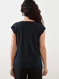 Petite Cap Sleeve Cowl Neck Top