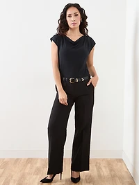 Petite Cap Sleeve Cowl Neck Top