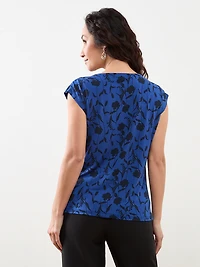 Petite Cap Sleeve Cowl-Neck Top