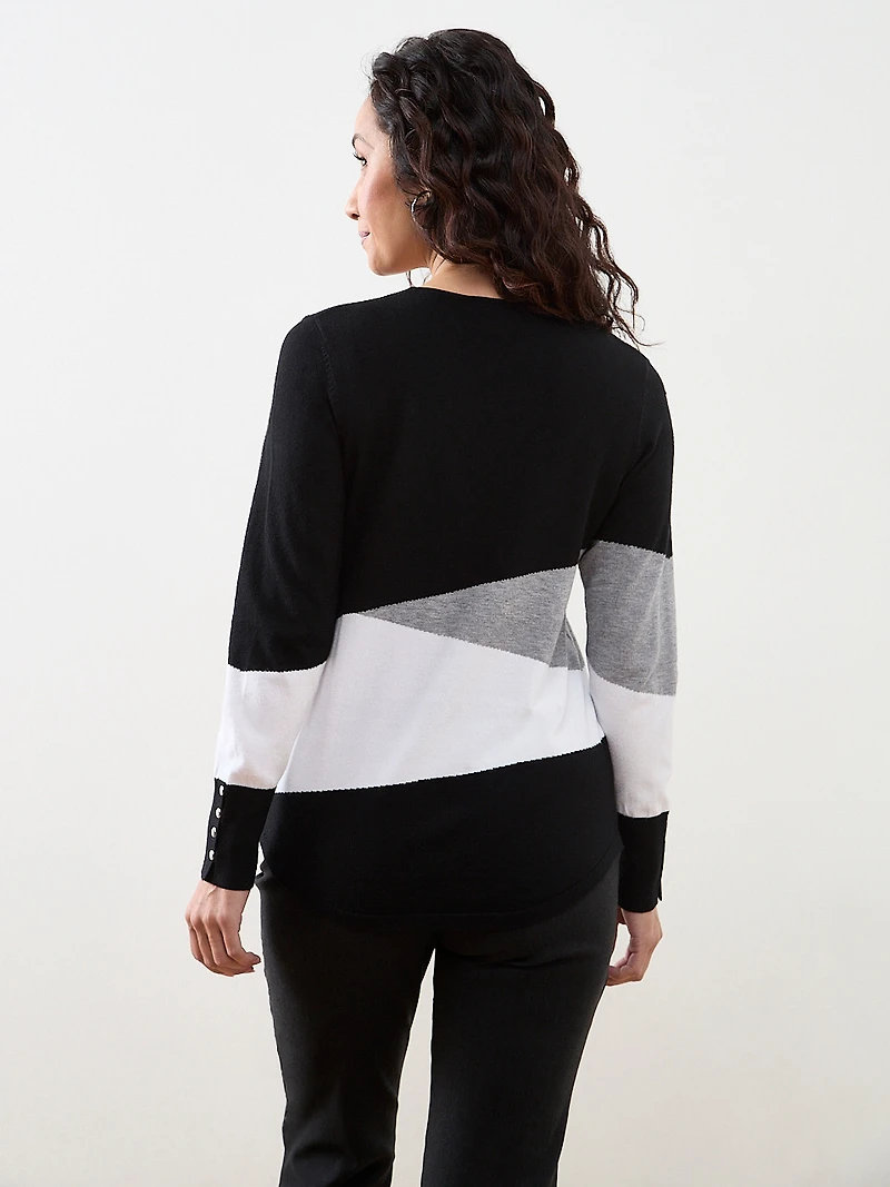 Petite Colourblock V-Neck Pullover
