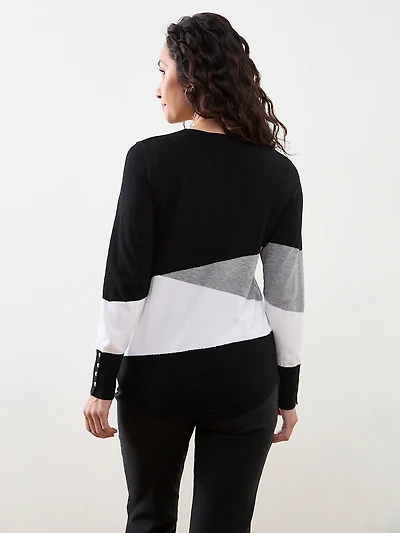 Petite Colourblock V-Neck Pullover