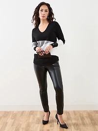 Petite Colourblock V-Neck Pullover