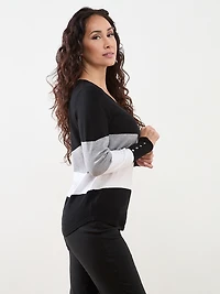 Petite Colourblock V-Neck Pullover