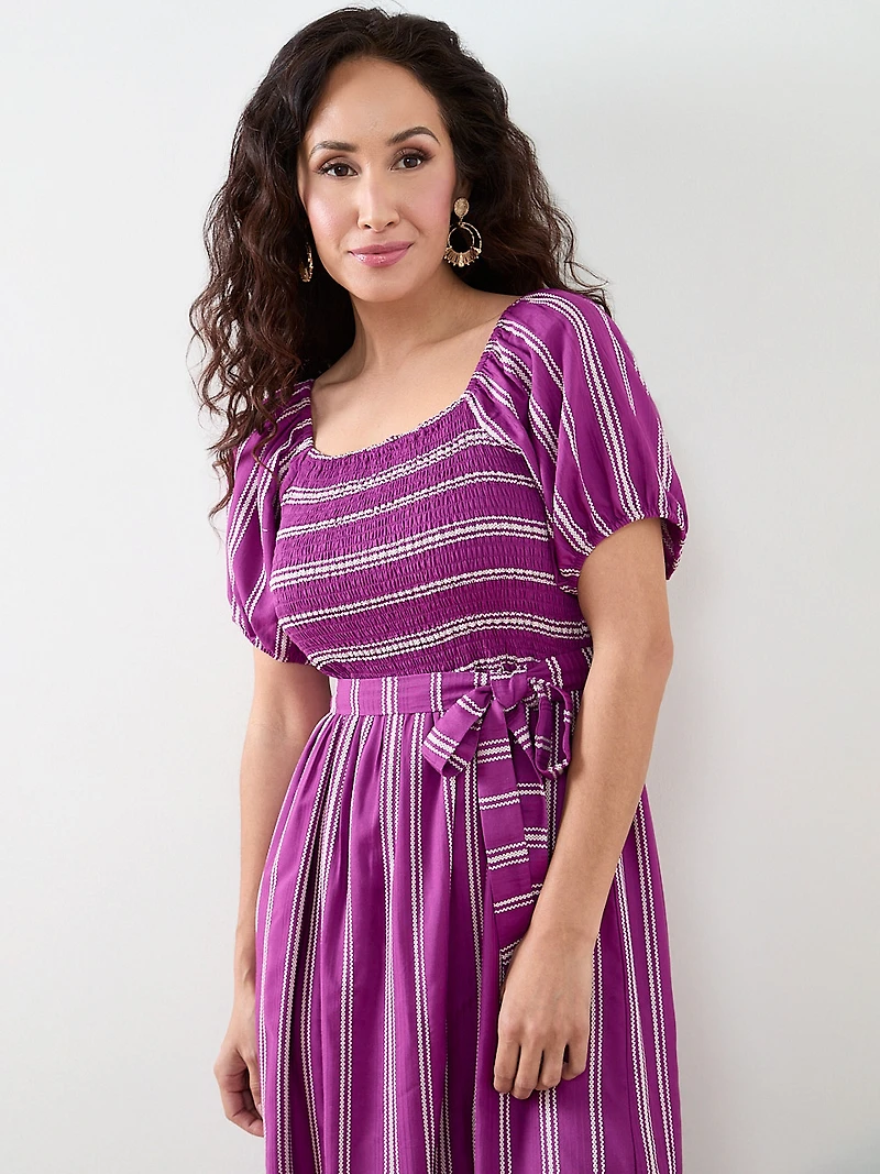 Petite Cotton Striped Midi Dress