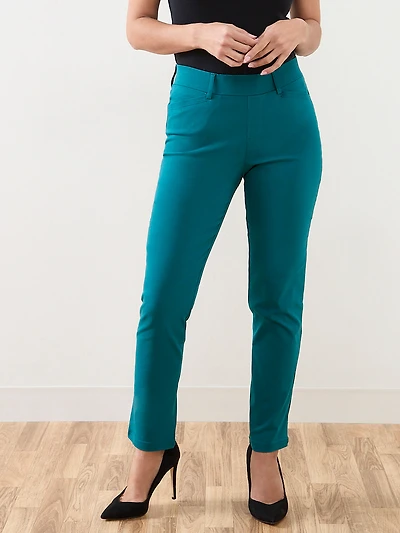 Petite Emily Micro-Twill Peacock Slim Leg Pant