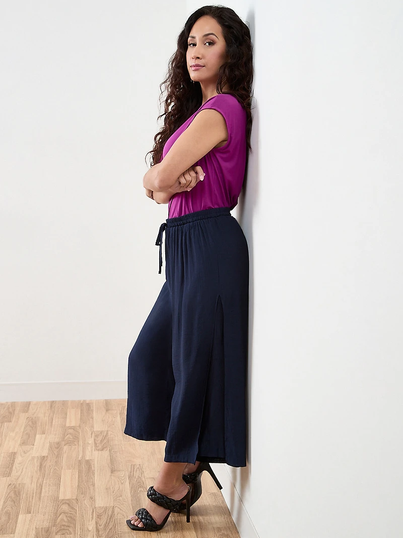 Petite Gauze Double-Layer Crop Pant