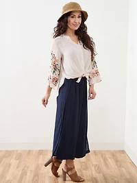 Petite Gauze Double-Layer Crop Pant