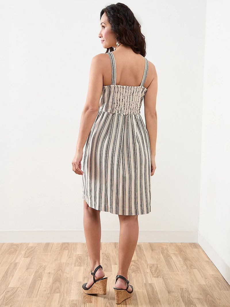 Petite Linen Blend Fit & Flare Dress