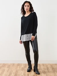 Petite Long Sleeve Knit Fooler Top