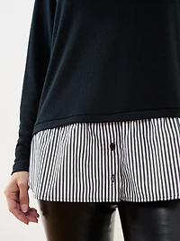 Petite Long Sleeve Knit Fooler Top