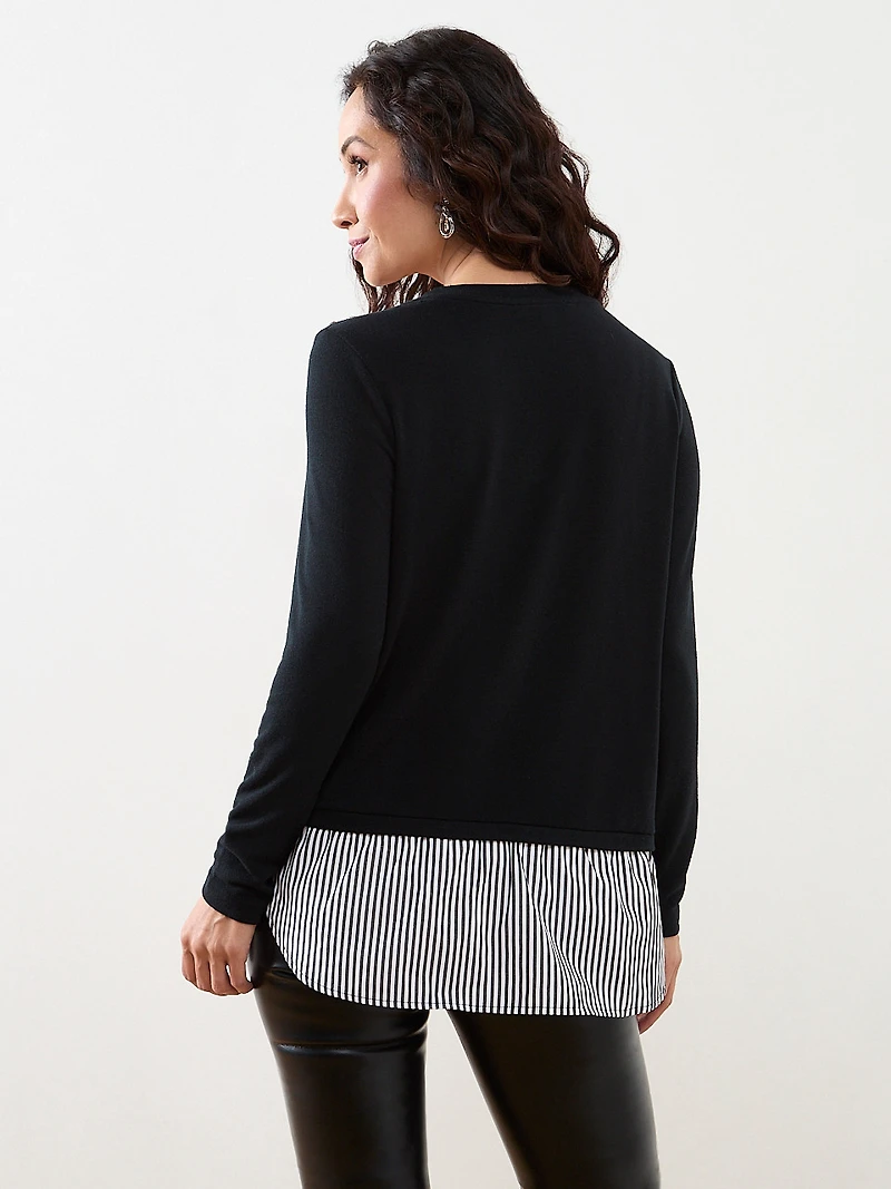 Petite Long Sleeve Knit Fooler Top