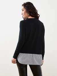 Petite Long Sleeve Knit Fooler Top