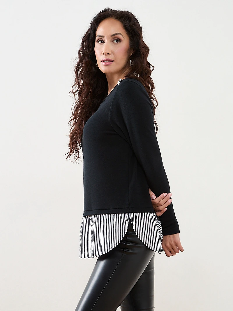 Petite Long Sleeve Knit Fooler Top