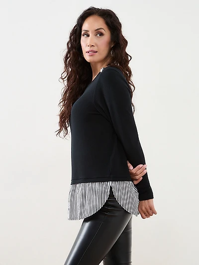 Petite Long Sleeve Knit Fooler Top