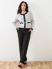 Petite Long Sleeve Patterned Button Cardigan