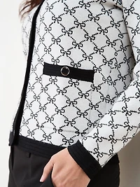 Petite Long Sleeve Patterned Button Cardigan