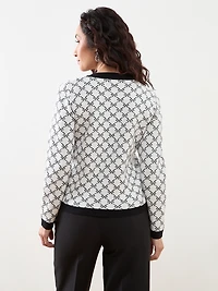Petite Long Sleeve Patterned Button Cardigan