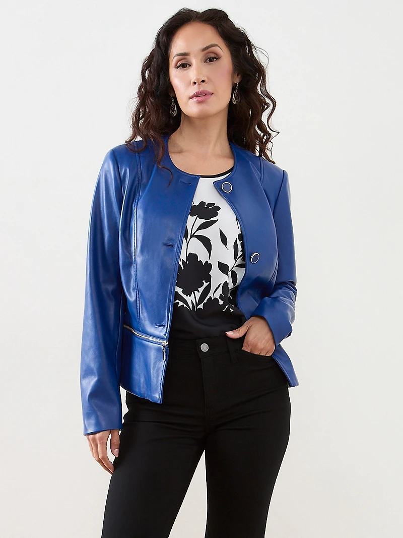 Petite Mixed Media Print Sleeveless Blouse