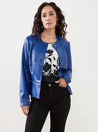 Petite Mixed Media Print Sleeveless Blouse